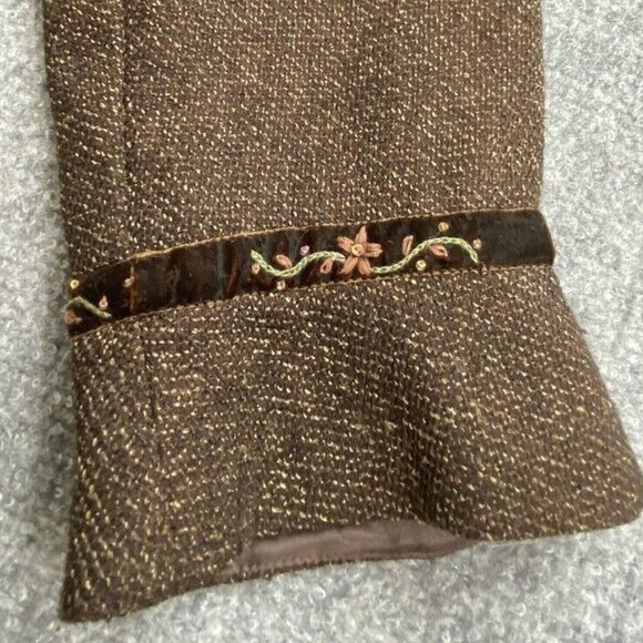 Plaza South Jacket Women 12P Brown shacket Bell sleeves‎ Embroidered details - Picture 3 of 12